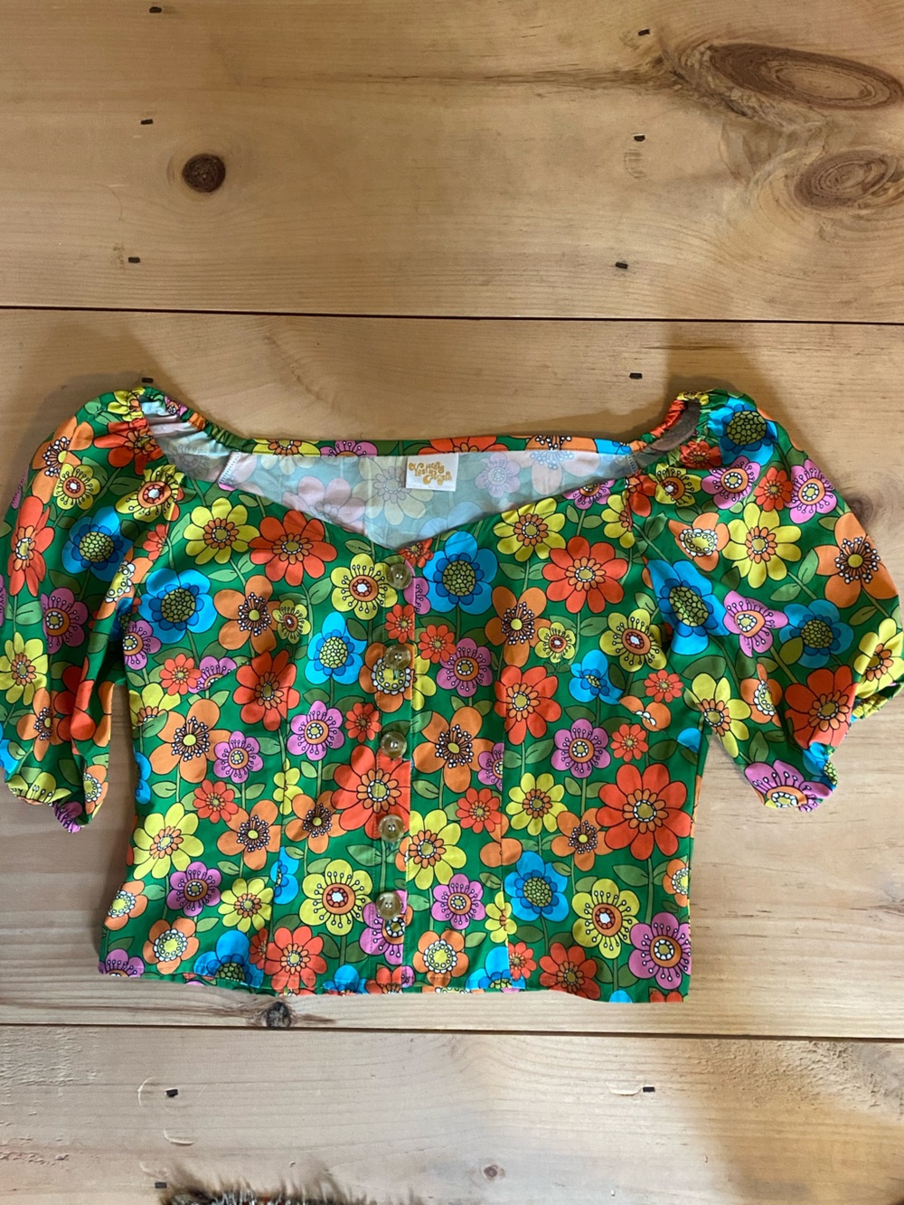 Yesterday People Sz US10 off the shoulder 70s groovy top custom made flowerpower